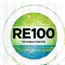 RE100 partnership badge showing commitment to 100 percent renewable electricity