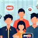 Icon of customer management system with users and settings